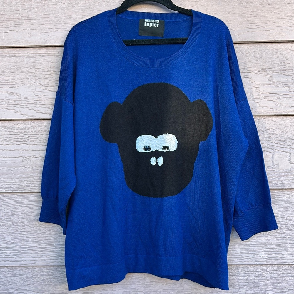 Markus Lupfer Sequin  100% Merino Wool Sweater M